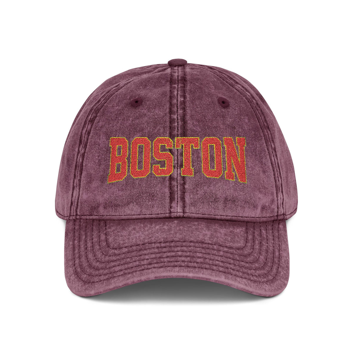 Vintage Embroidered Cap — Retro Sunset Patch Baseball Hat Hats Printify One size Maroon