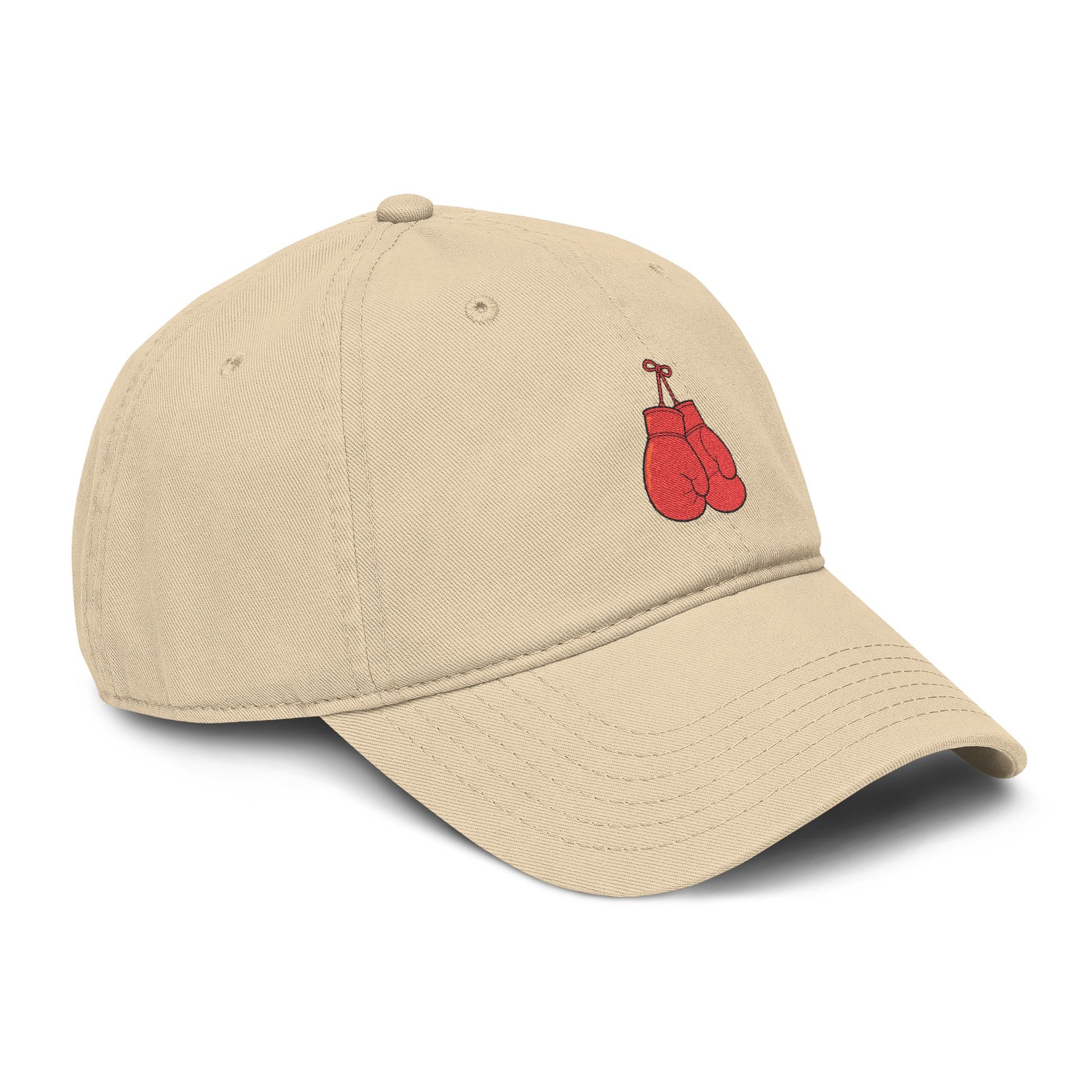 Washed Baseball Cap with Embroidered Red Boxing Gloves — Vintage Sport Dad Hat Hats Printify
