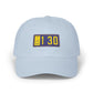 Dad Cap with Embroidered '130' Patch – Classic White Baseball Hat Hats Printify Light Blue One size