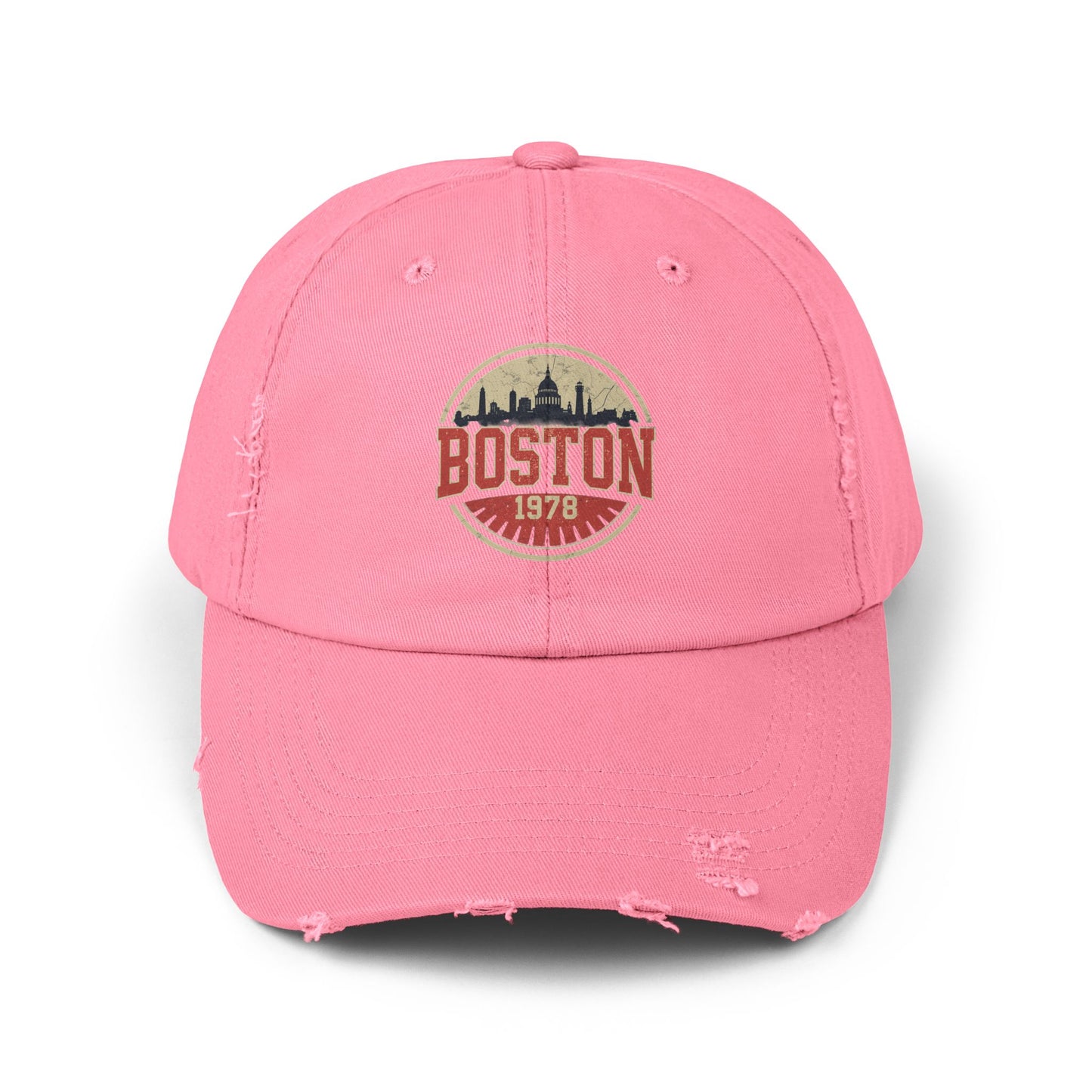 Boston Distressed Cap - Vintage City Skyline Dad Hat (1978)
