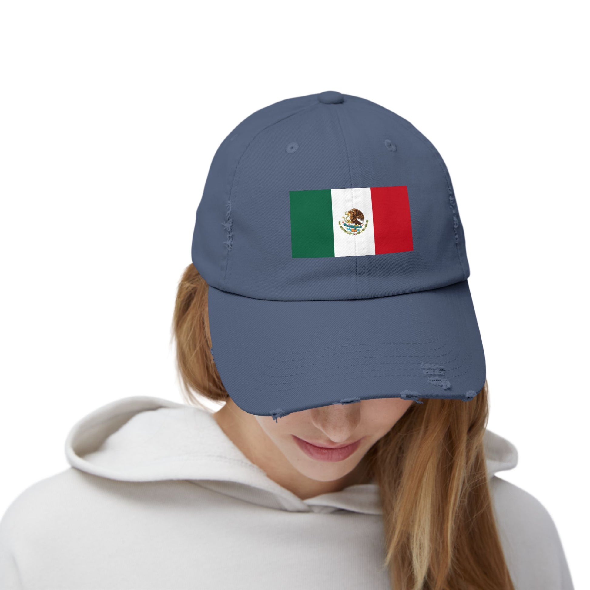 Mexico Flag Distressed Cap — Vintage Mexican Flag Dad Hat Hats Printify