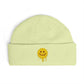 Dripping Smiley Cuff Beanie — Cozy Knit Hat with Yellow Drip Emoji Embroidery Hats Printify