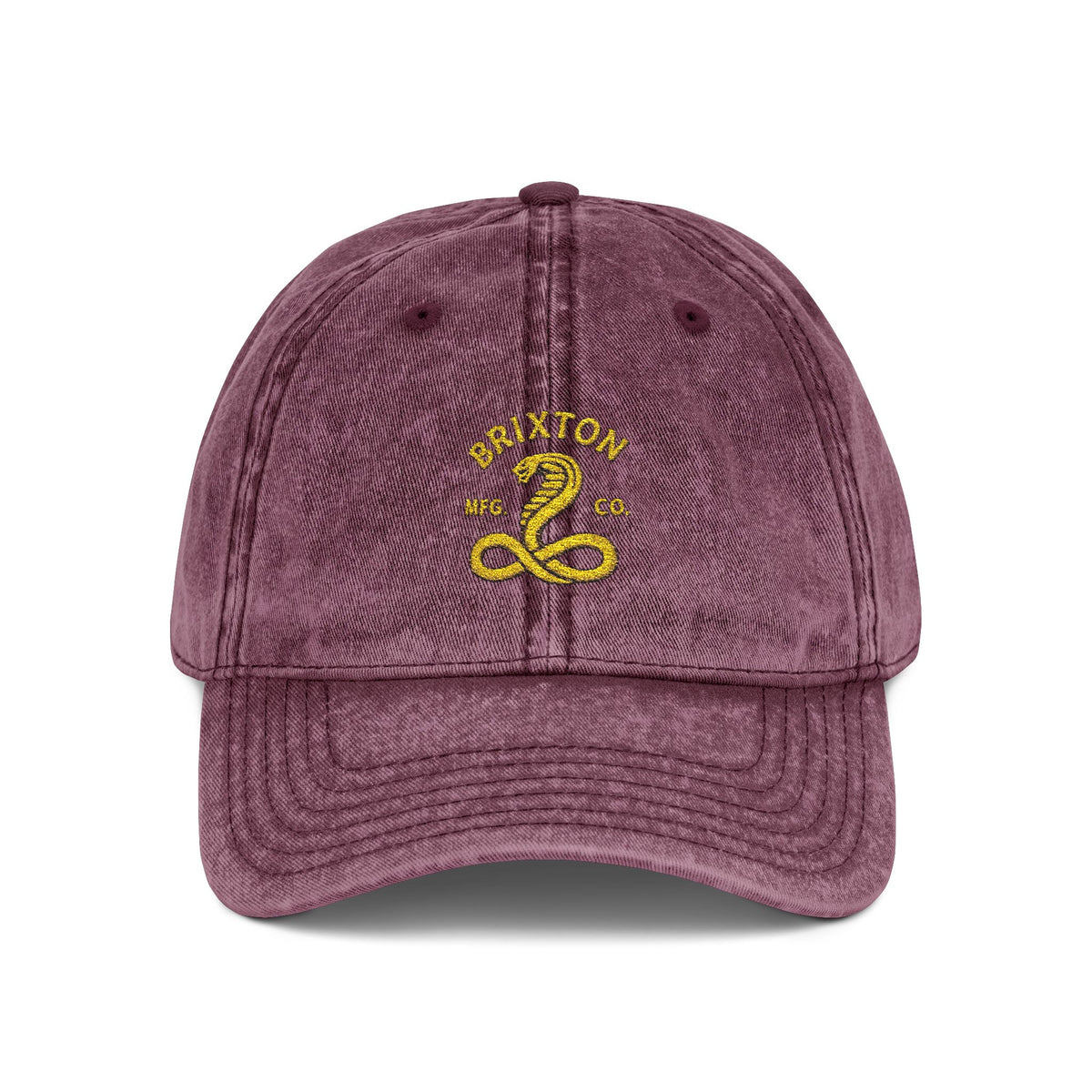 Vintage Embroidered Cap — Retro Snake Logo Dad Hat Hats Printify One size Maroon