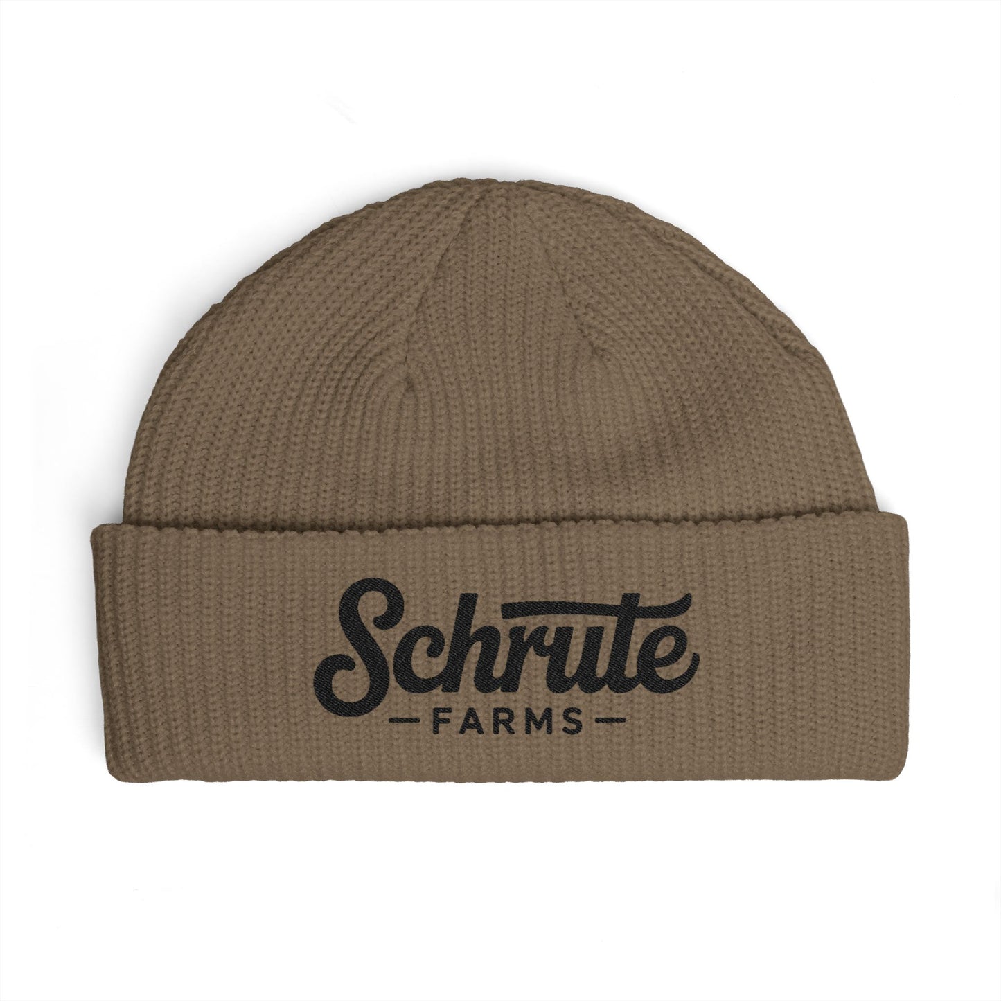 Schrute Farms Cuff Beanie – Embroidered Farm Logo Winter Hat Hats Printify One size Walnut