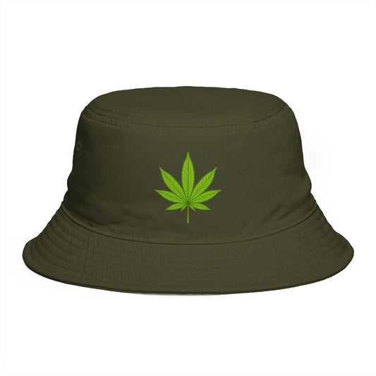 Cannabis Leaf Bucket Hat — Brown Marijuana Graphic Sun Hat Hats Printify One size Army