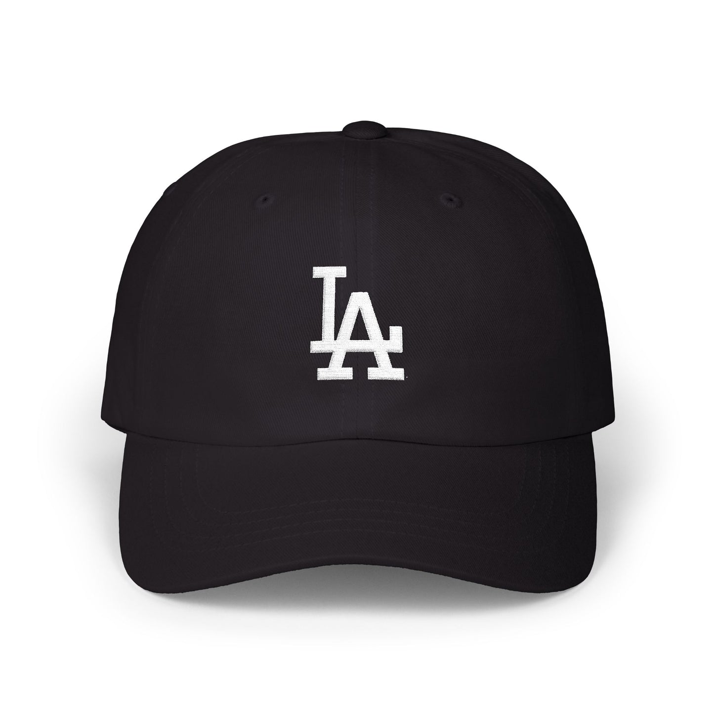 LA Distressed Logo Dad Cap — Vintage Baseball Hat Hats Printify Black One size