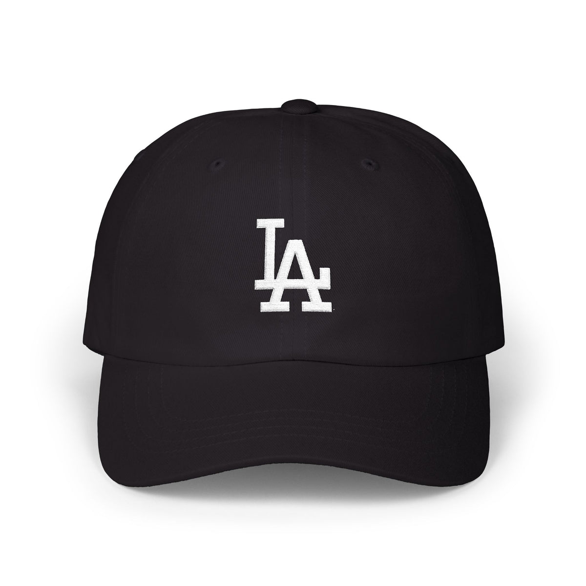 LA Distressed Logo Dad Cap — Vintage Baseball Hat Hats Printify Black One size