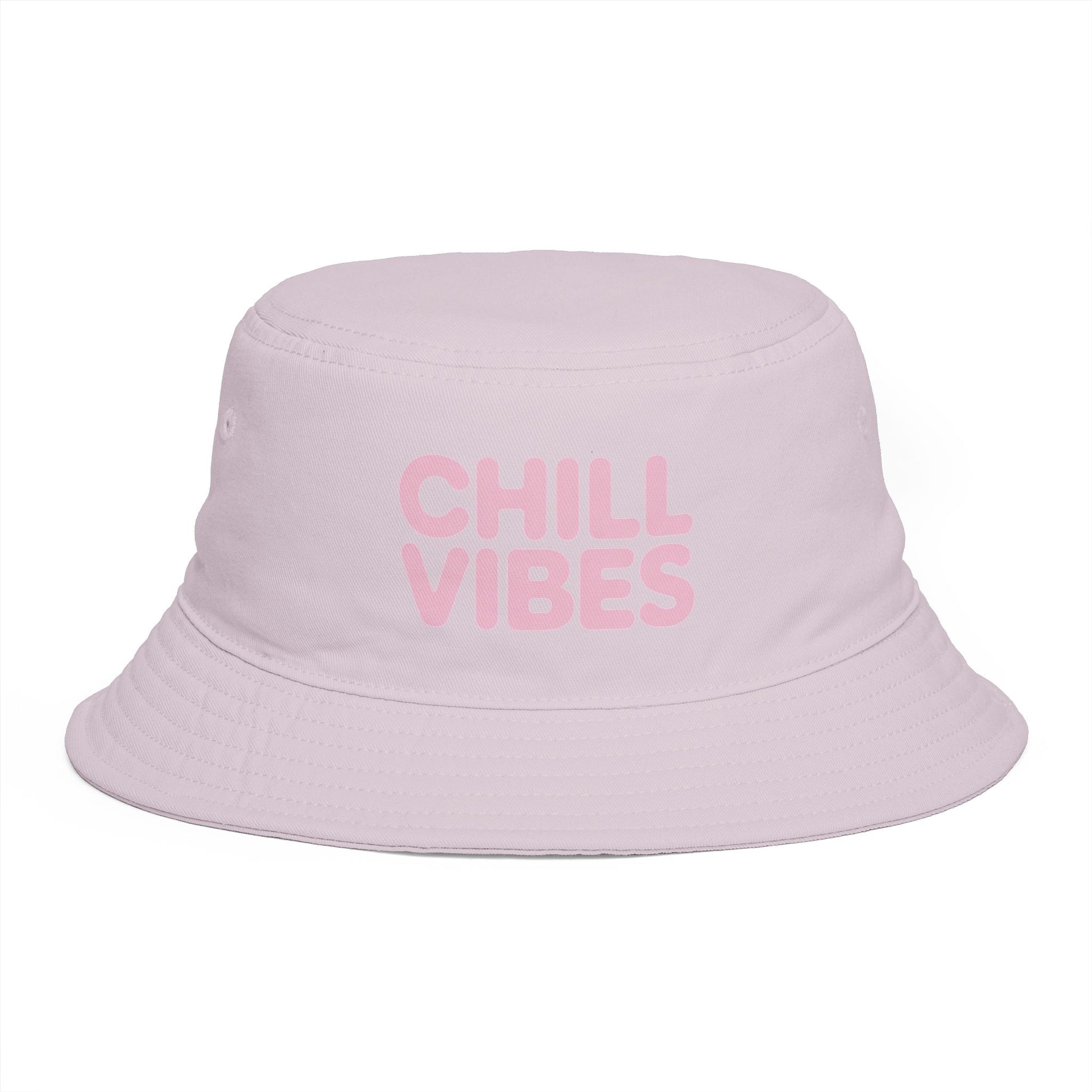 Chill Vibes Bucket Hat — Retro Pink Text Cotton Sun Hat Hats Printify One size Orchid