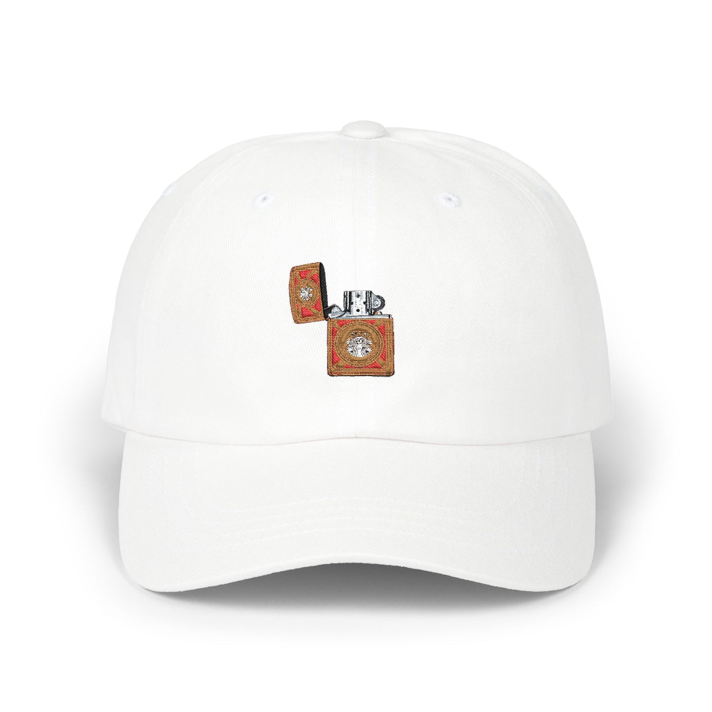 Dad Cap - Floral Lighter Patch Embroidered Baseball Hat Hats Printify White One size