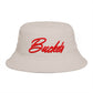 Bucket Hat — Retro Script 'Bucketd' Embroidered Brown Summer Hat