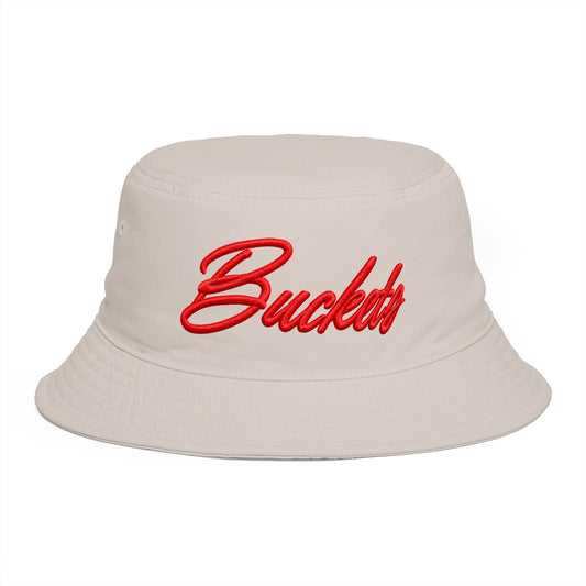 Bucket Hat — Retro Script 'Bucketd' Embroidered Brown Summer Hat Hats Printify One size Bone