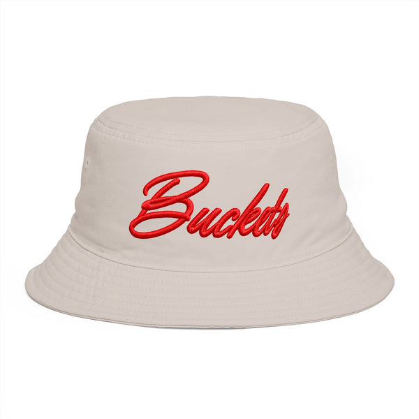 Bucket Hat — Retro Script 'Bucketd' Embroidered Brown Summer Hat Hats Printify One size Bone
