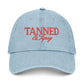 Tanned & Tipsy Embroidered Hat — Casual Denim Cap for Beach Days & Vacations