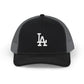 Embroidered LA Logo Snapback Trucker Cap Hats Printify One size Black/Charcoal