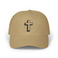 Christian Cross Dad Cap – Embroidered Minimalist Baseball Hat Hats Printify Khaki One size