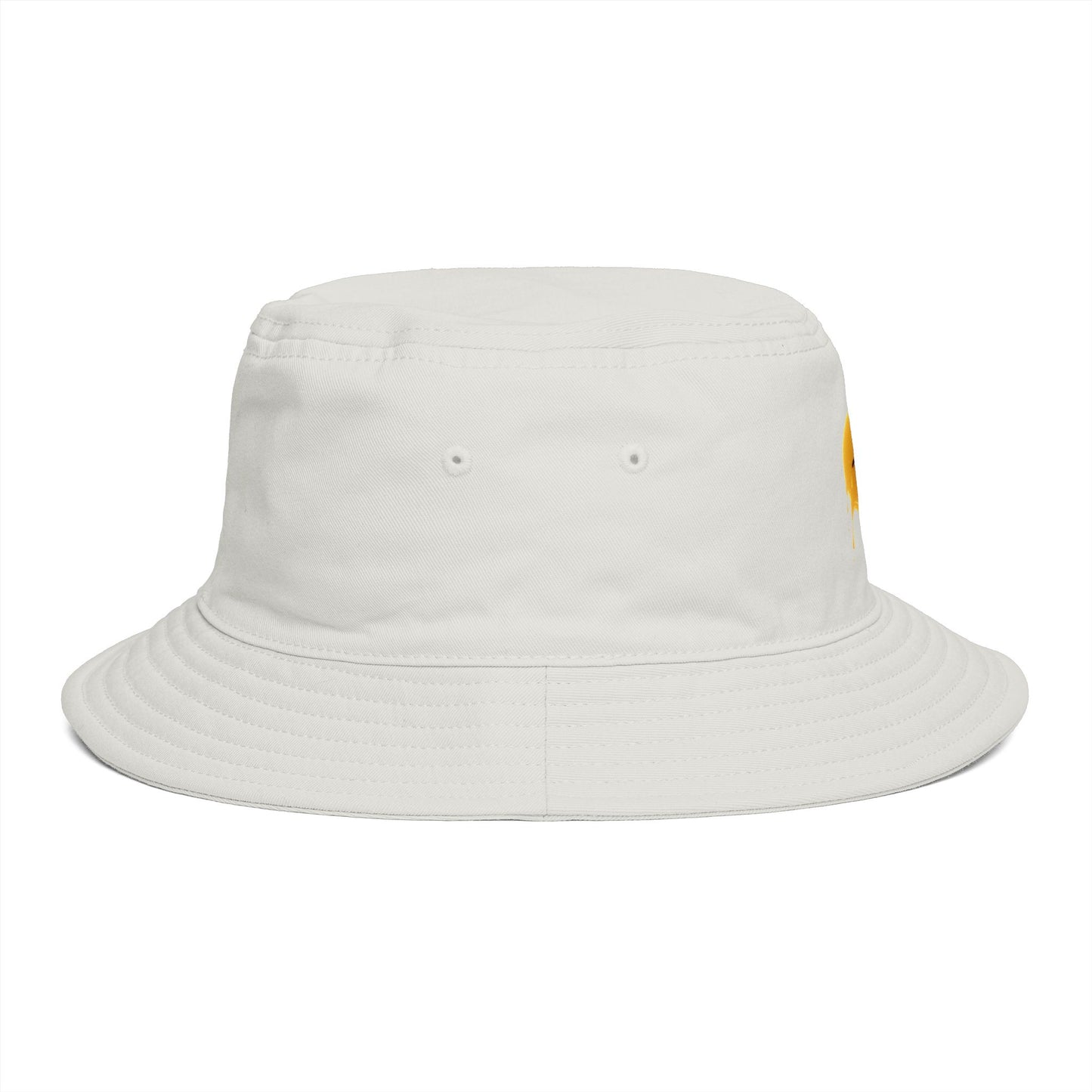 Smiley Drip Bucket Hat — Retro Melted Smile Face Sun Hat Hats Printify