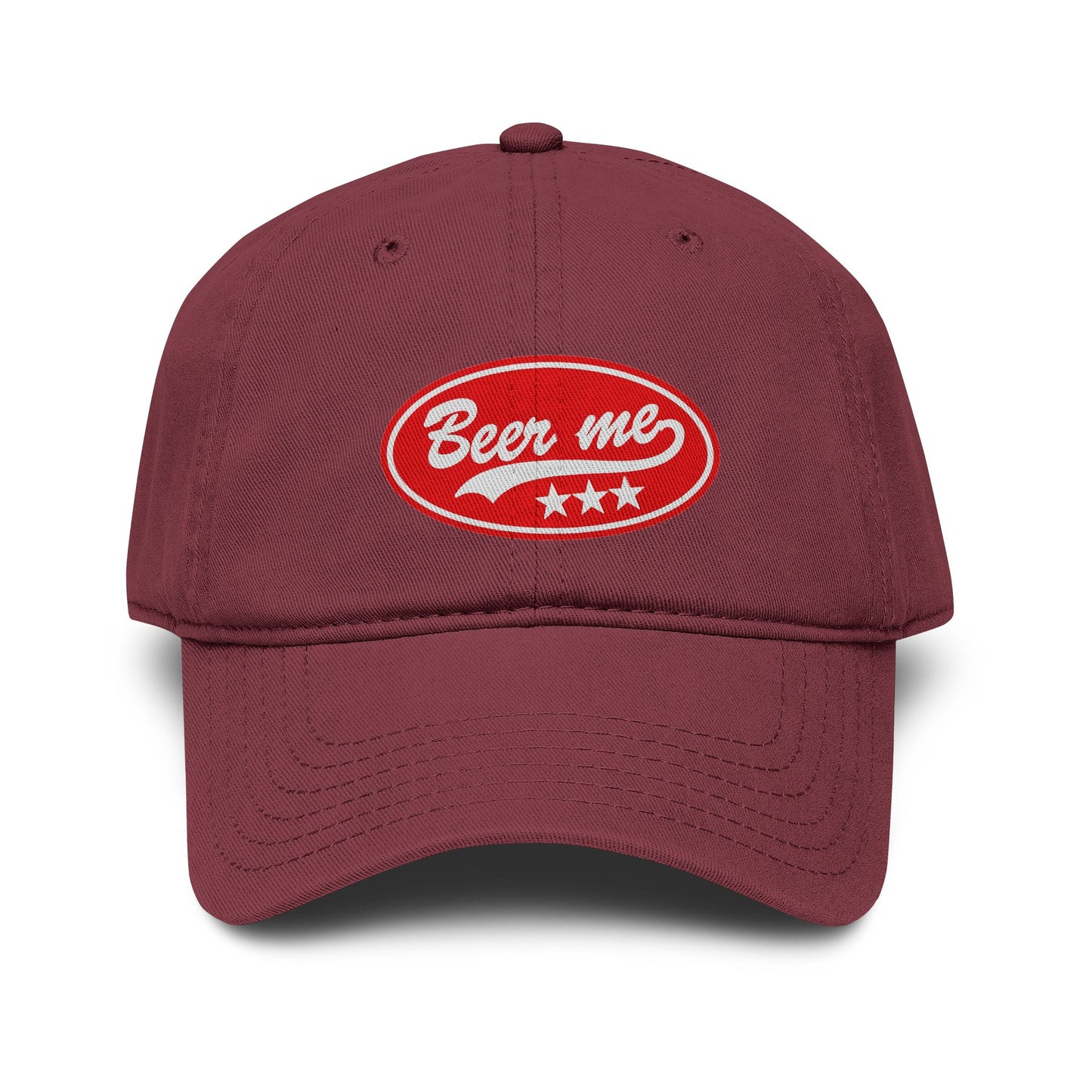 Beer Me Baseball Cap — Vintage Washed Hat with Red Patch