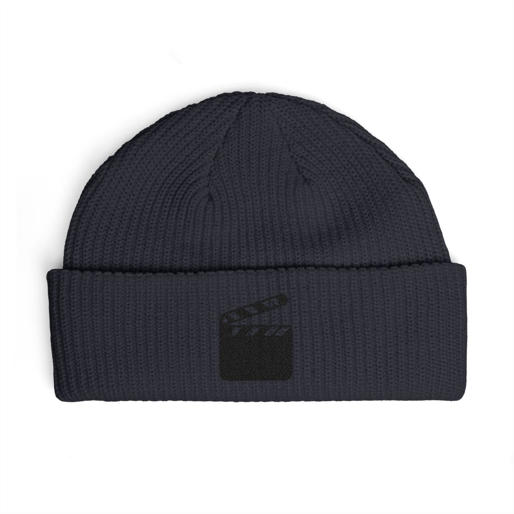 Film Clapper Cuff Beanie — Embroidered Movie Crew Knit Hat Hats Printify One size Navy