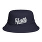 Hustle Embroidered Bucket Hat — Retro Script Streetwear Cap Hats Printify One size Navy