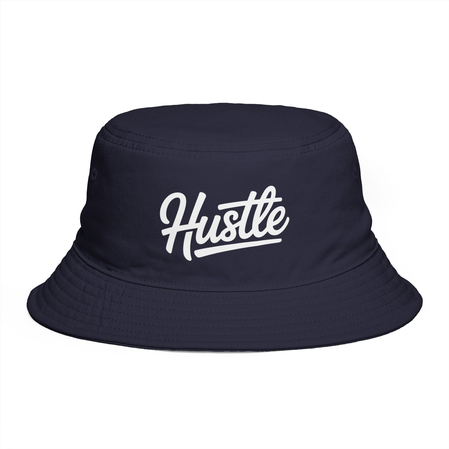 Hustle Embroidered Bucket Hat — Retro Script Streetwear Cap Hats Printify One size Navy