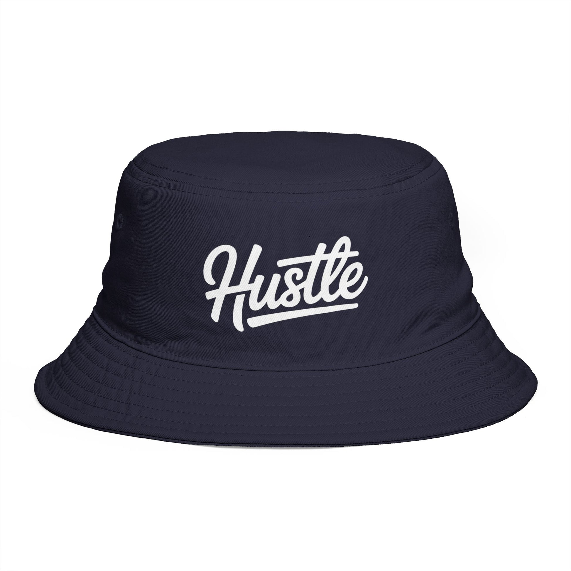 Hustle Embroidered Bucket Hat — Retro Script Streetwear Cap Hats Printify One size Navy