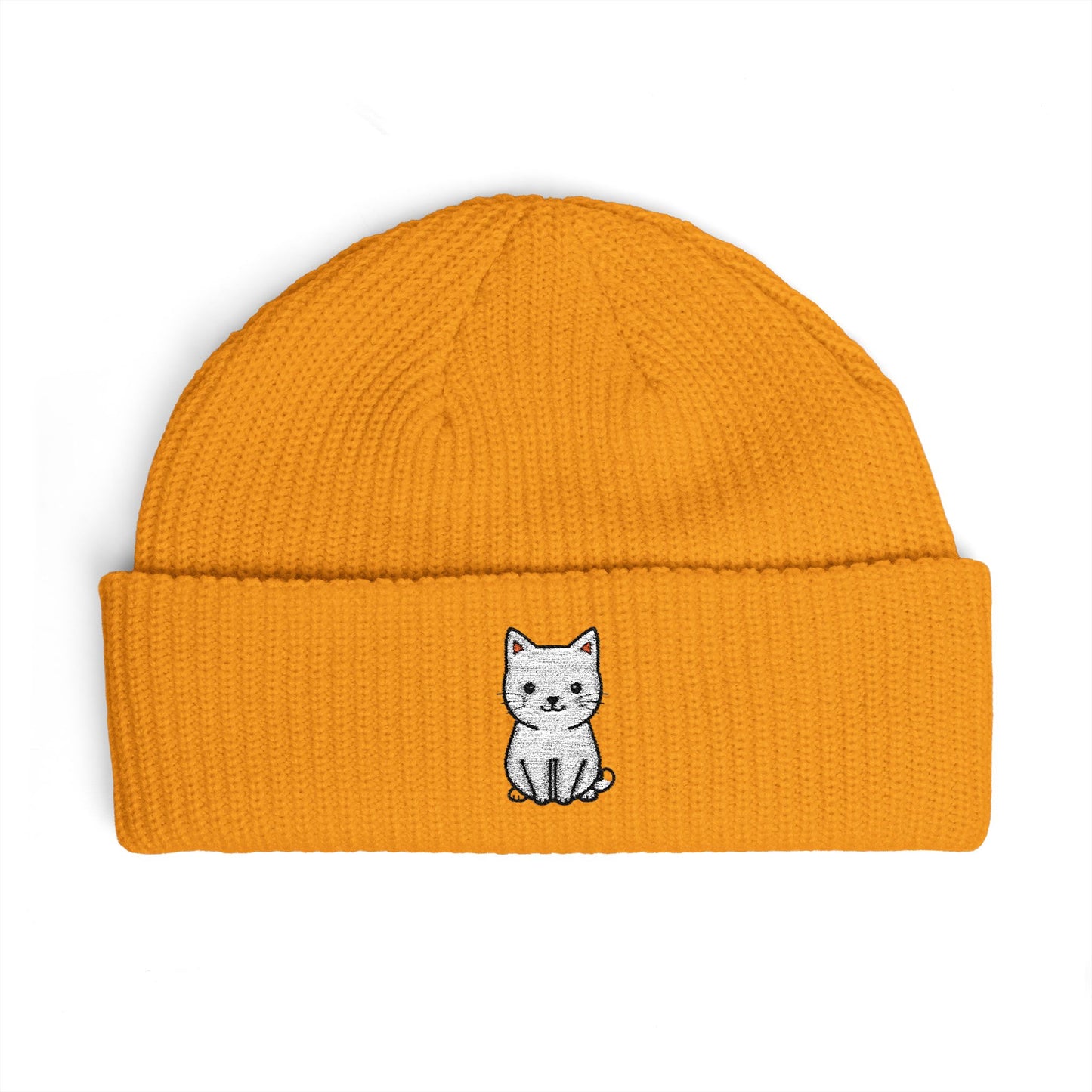 Embroidered Kitten Cuff Beanie
