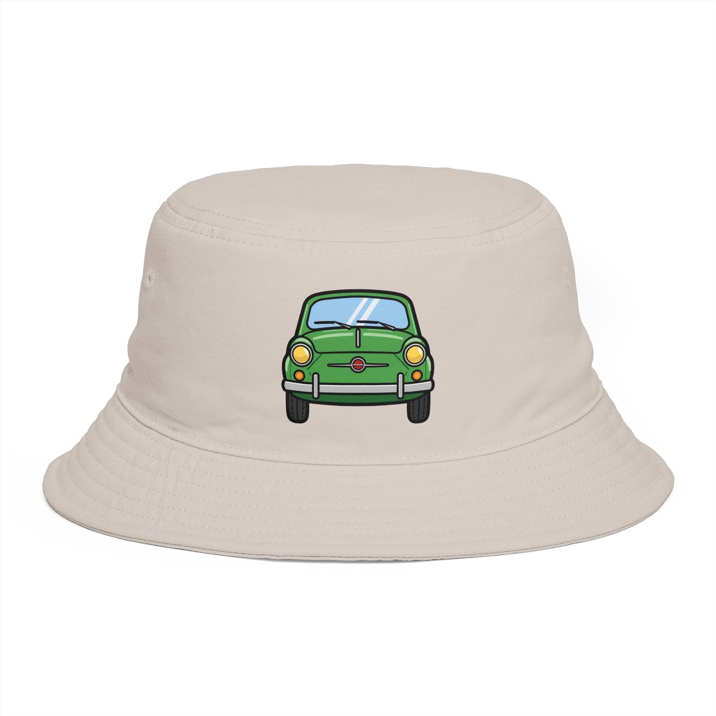 Bucket Hat — Retro Green Car Embroidered Bucket Hat Hats Printify One size Bone