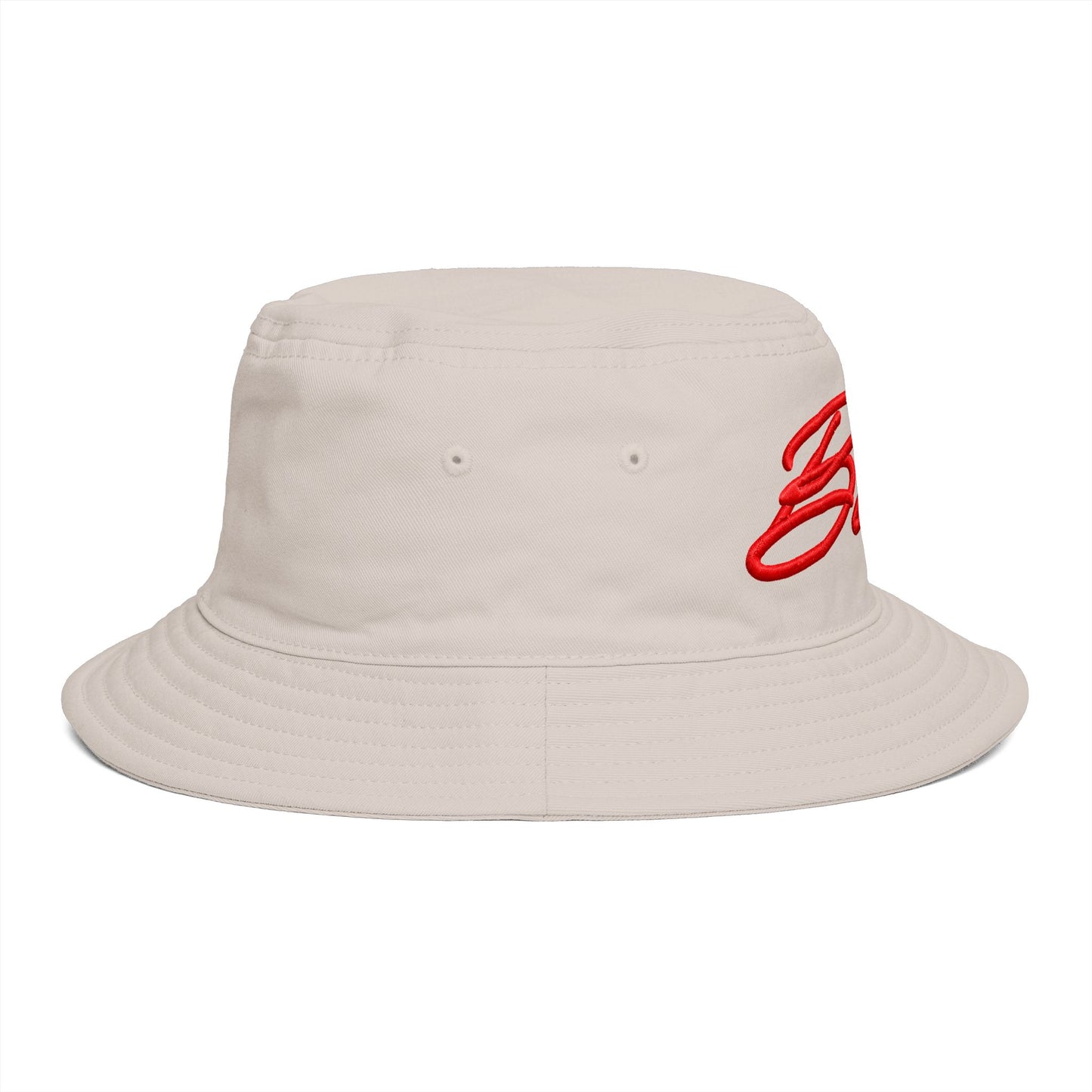 Bucket Hat — Retro Script 'Bucketd' Embroidered Brown Summer Hat
