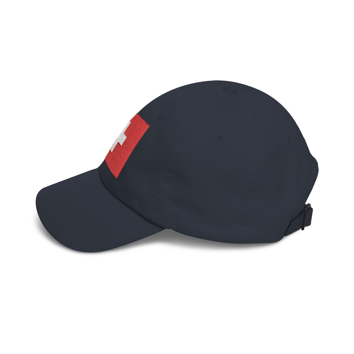 Dad Cap with Swiss Flag Embroidered Patch — Classic White Adjustable Hat