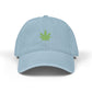 Embroidered Cannabis Leaf Denim Hat – Green Marijuana Patch Cap Hats Printify One size Light Blue