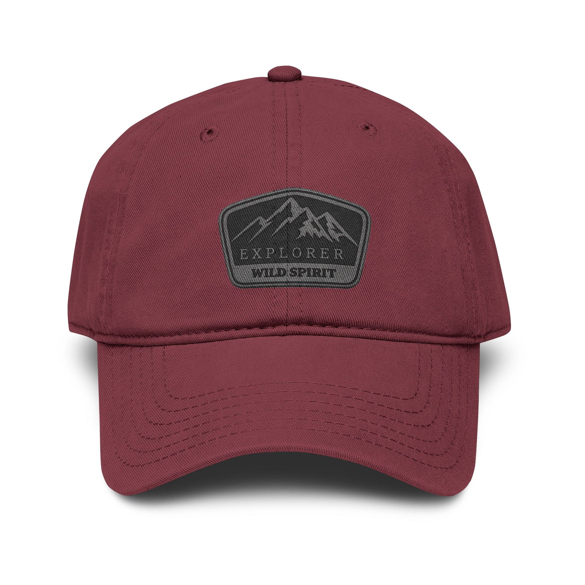 Explorer Wild Spirit Washed Baseball Cap Hats Printify One size Maroon