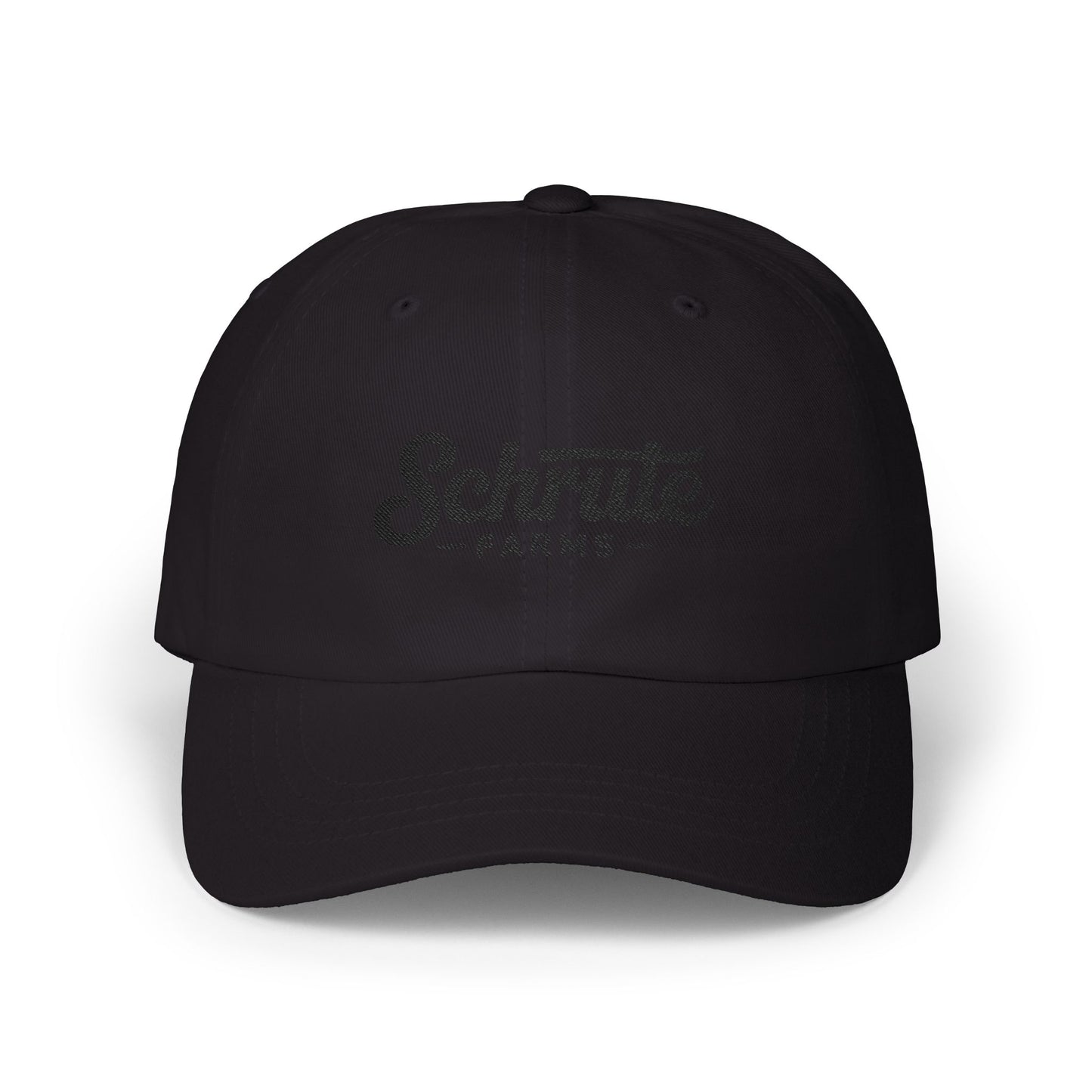 Schrute Farms Dad Cap — Vintage Script Embroidered Baseball Hat Hats Printify Black One size
