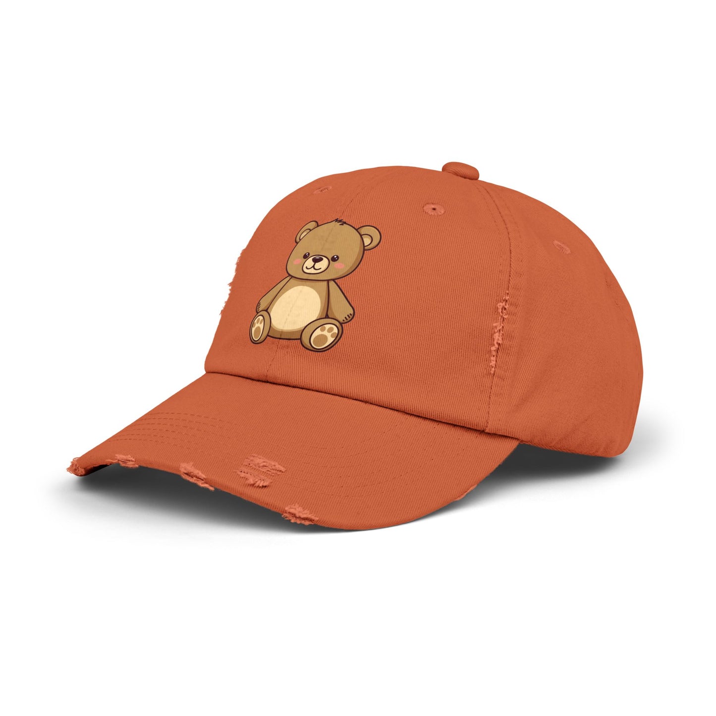 Teddy Bear Distressed Cap — Cute Retro Plush Hat for Casual Wear Hats Printify