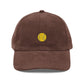 Embroidered Yellow Smiley Corduroy Cap Hats Printify Dark Brown One size