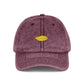 Embroidered Vintage Red Cap with Gold Lip Accent – Distressed Dad Hat Hats Printify One size Maroon