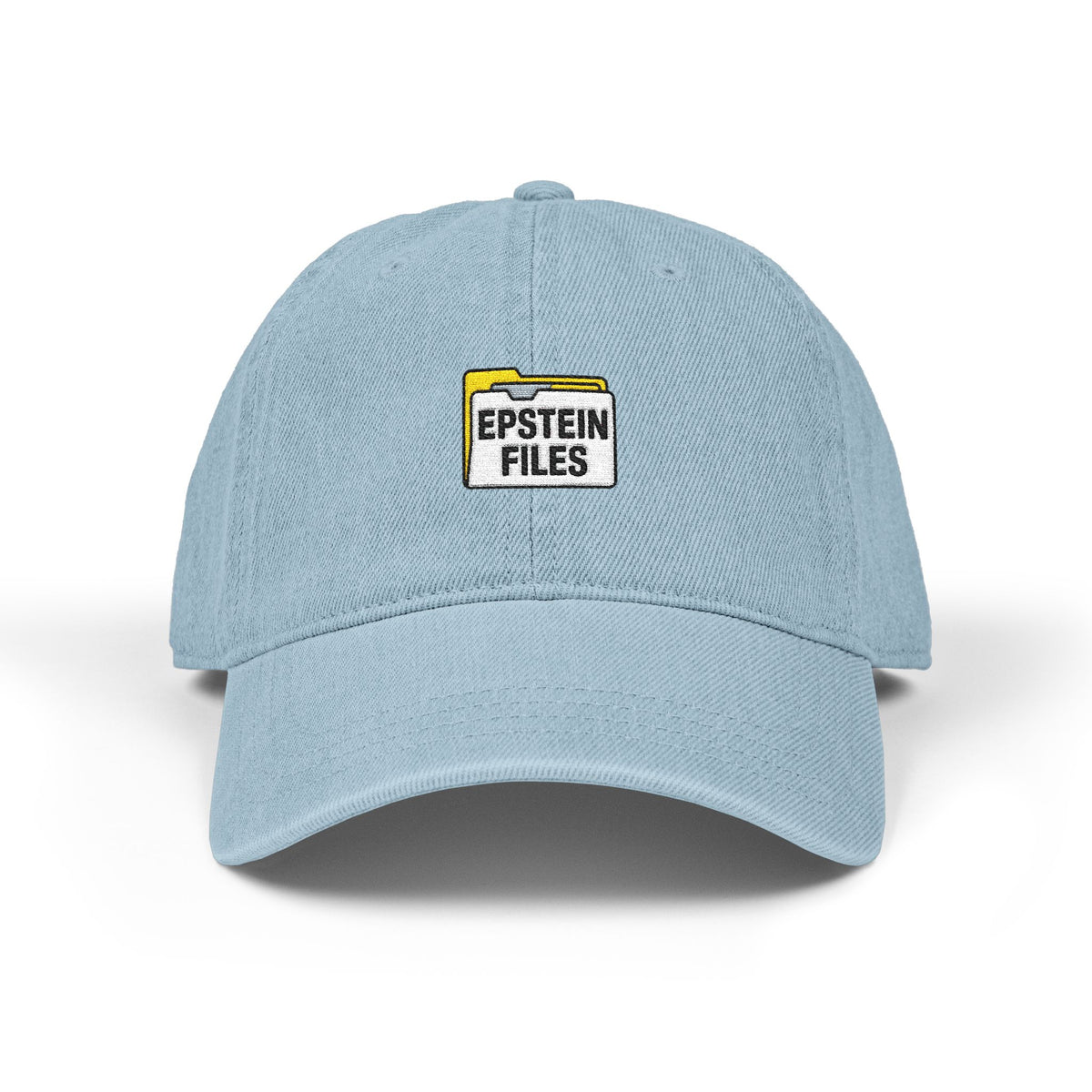 Embroidered 'Epstein Files' Denim Hat — Black Dad Cap Hats Printify One size Light Blue