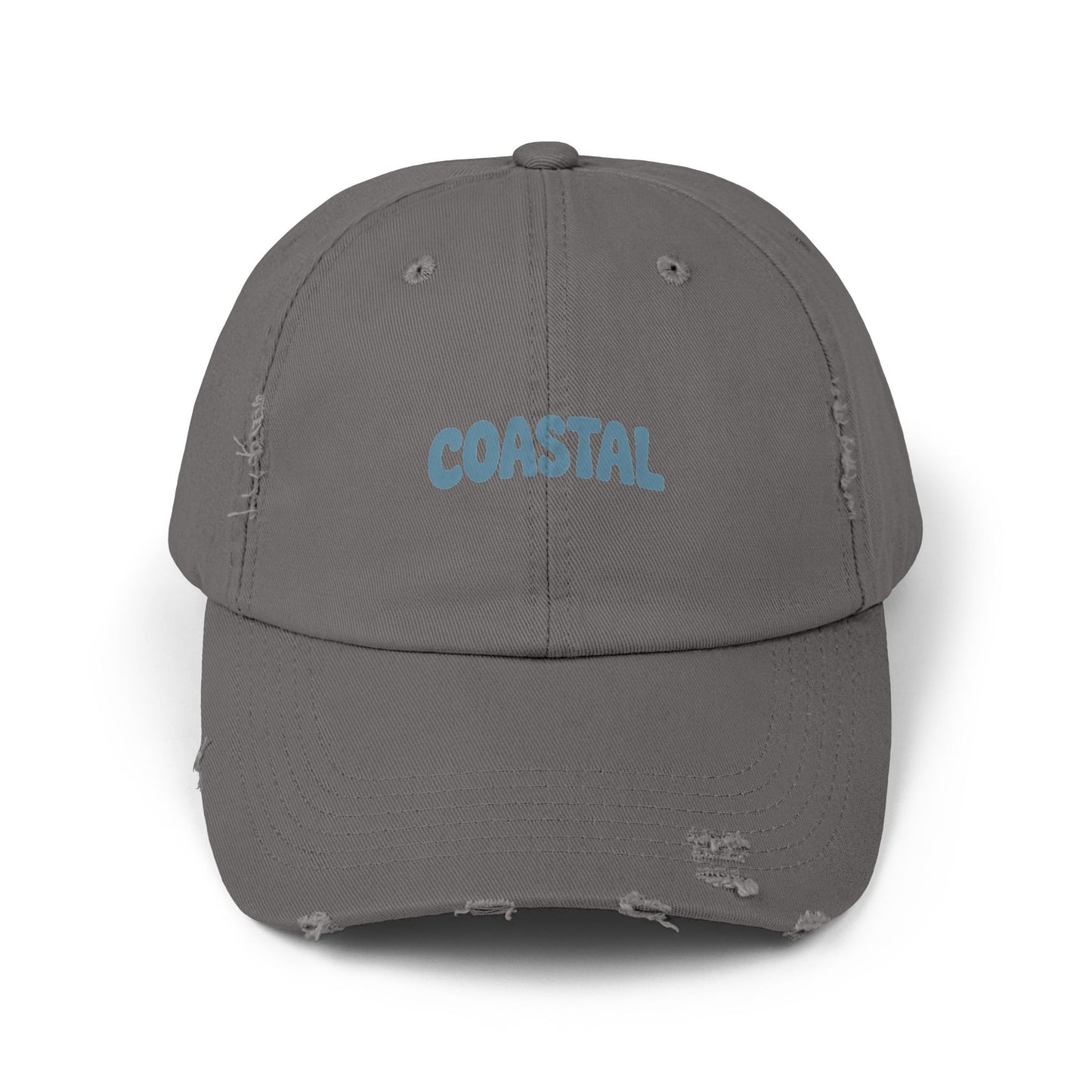 Coastal Distressed Baseball Cap — Vintage Ocean Graphic Hat Hats Printify Nickel One size