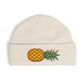 Pineapple Embroidered Cuff Beanie – Tropical Knit Winter Hat Hats Printify One size Ecru