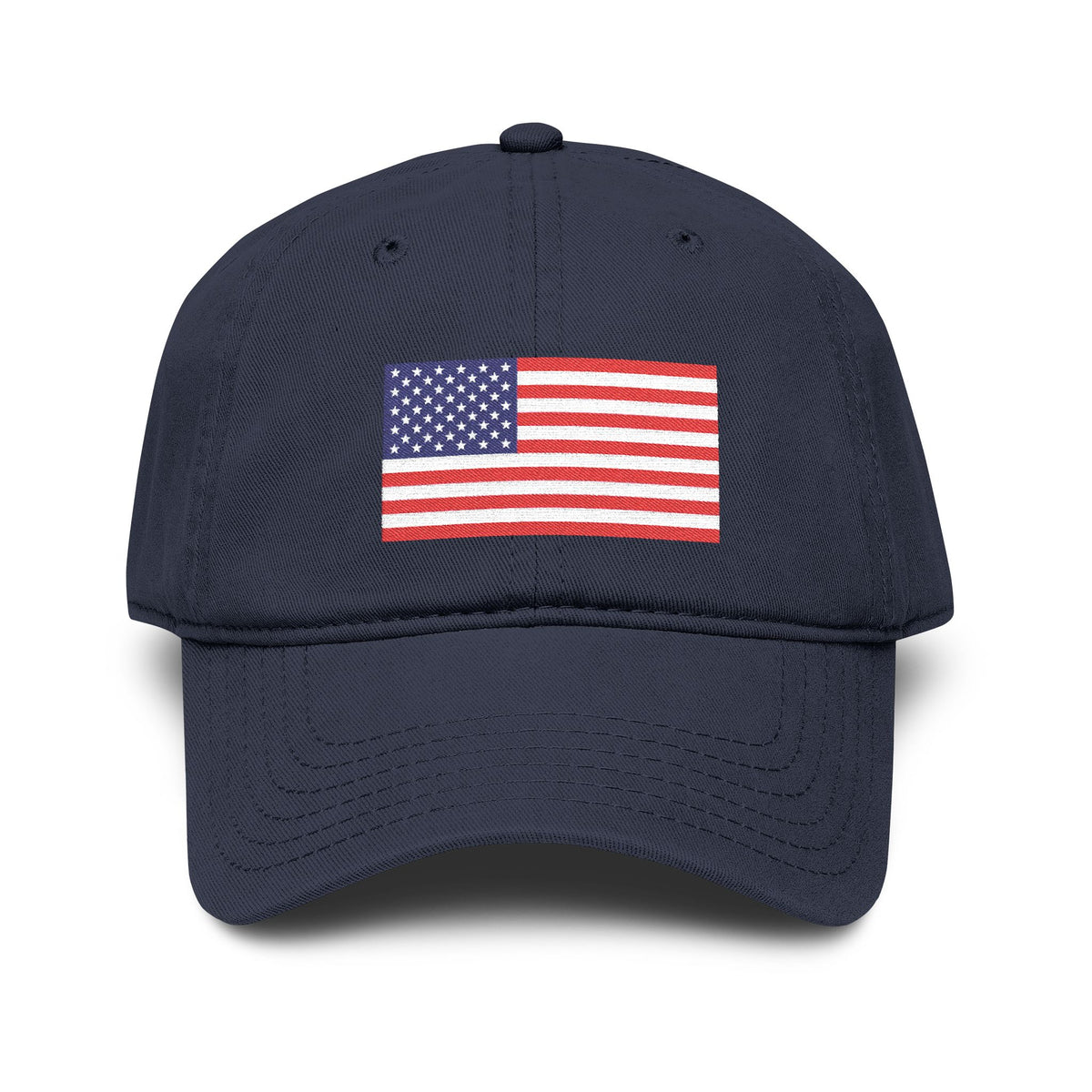 Embroidered American Flag Baseball Cap — Washed Cotton Patriotic Hat for 4th of July Hats Printify One size Navy