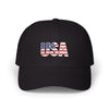 USA Flag Embroidered Dad Cap — Patriotic Classic Baseball Hat for Fourth of July Hats Printify Black One size