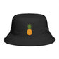 Pineapple Embroidered Bucket Hat — Tropical Summer Sun Hat Hats Printify One size Black