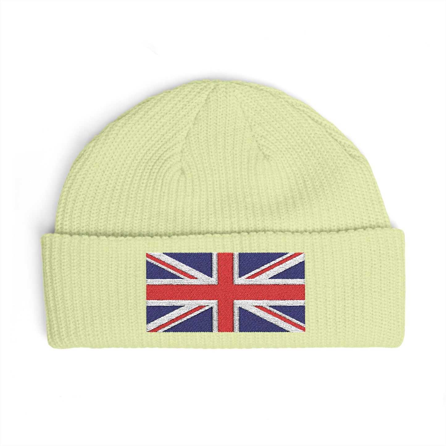 Cuff Beanie — Embroidered Union Jack Knit Hat Hats Printify
