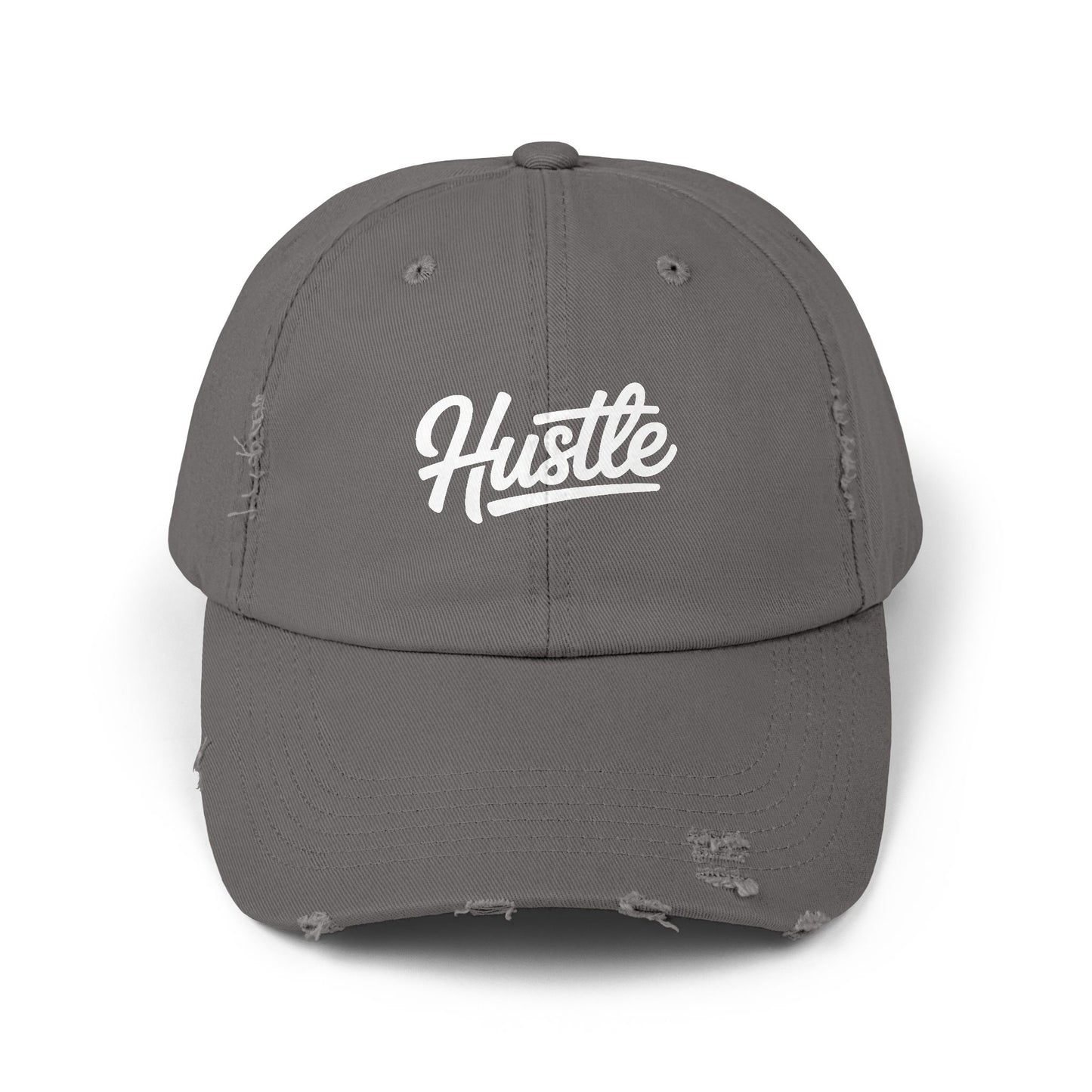 Hustle Distressed Cap Hats Printify Nickel One size