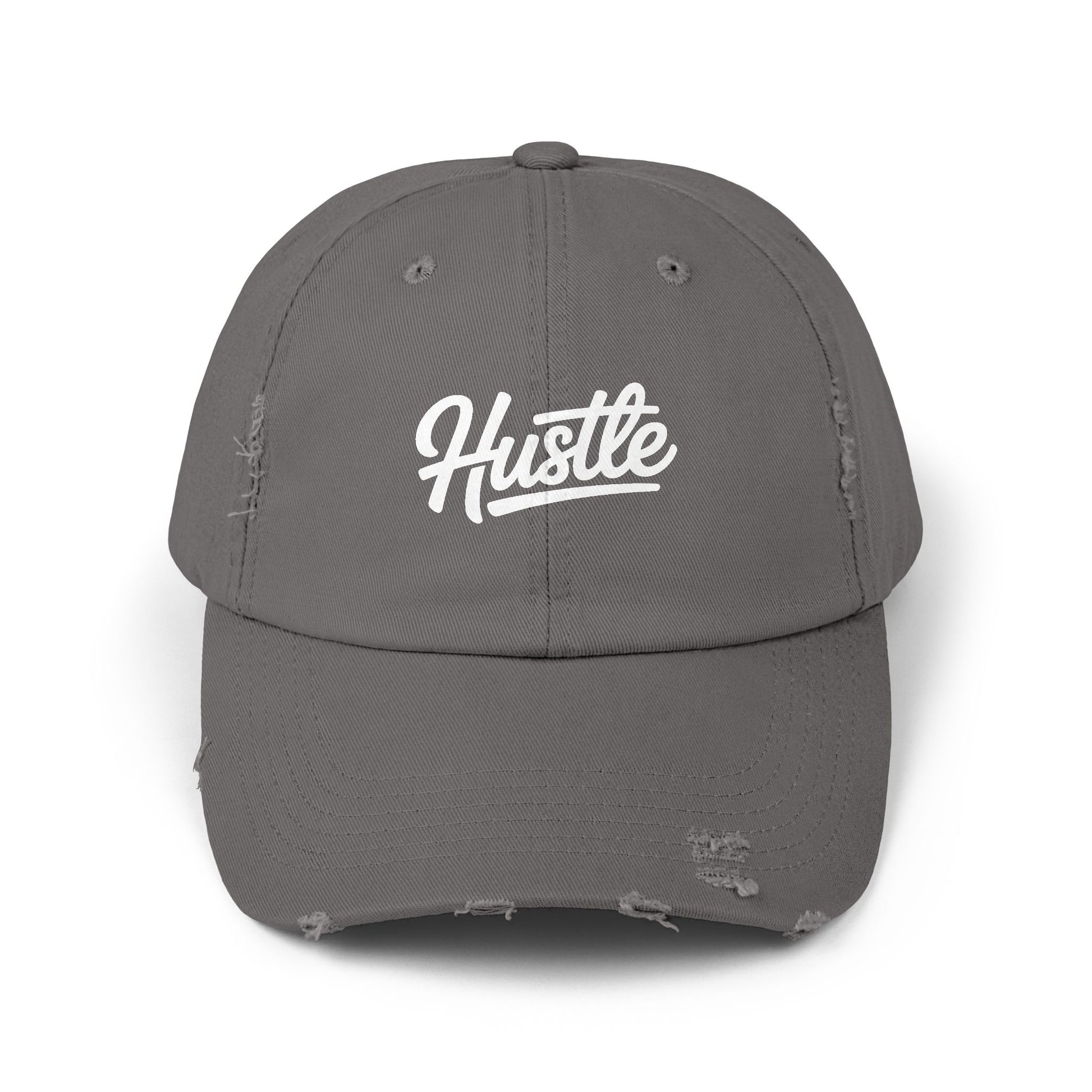 Hustle Distressed Cap Hats Printify Nickel One size