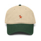 Washed Baseball Cap with Tiny Orange Pushpin Embroidery — Casual Everyday Hat Hats Printify One size Dark Green / Khaki