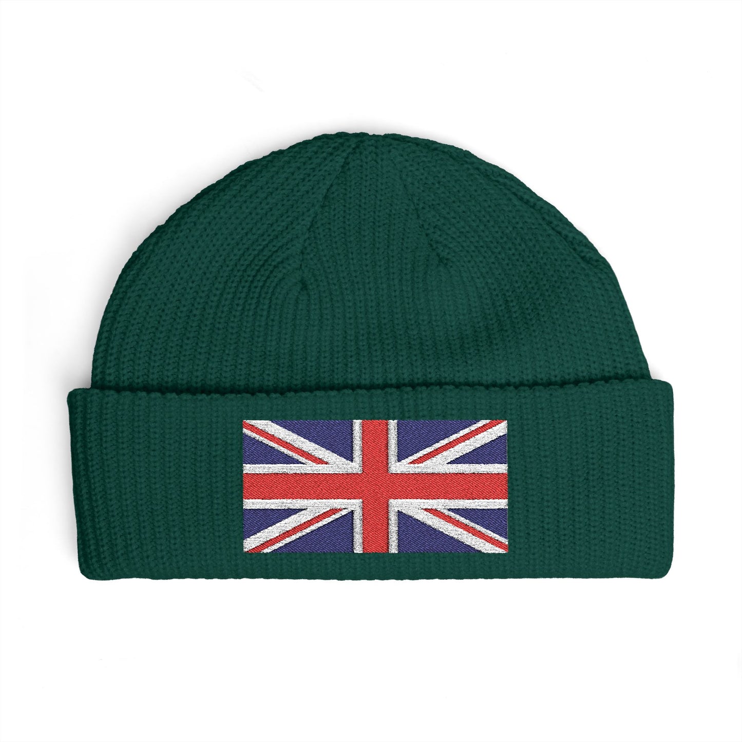 Cuff Beanie — Embroidered Union Jack Knit Hat Hats Printify