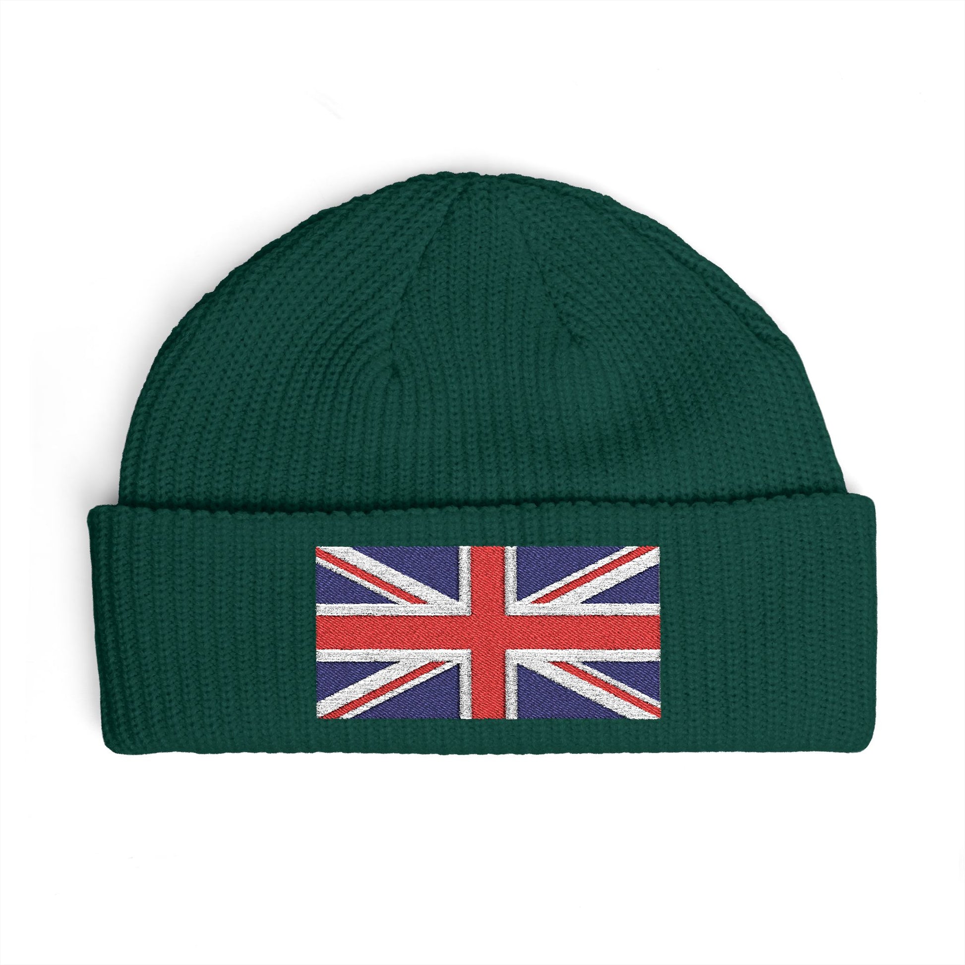 Cuff Beanie — Embroidered Union Jack Knit Hat Hats Printify