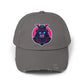 Samurai Skull Distressed Cap — Neon Retro Gamer Hat Hats Printify Nickel One size