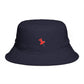 Red Pushpin Embroidered Bucket Hat - Minimal Casual Sun Hat Hats Printify One size Navy