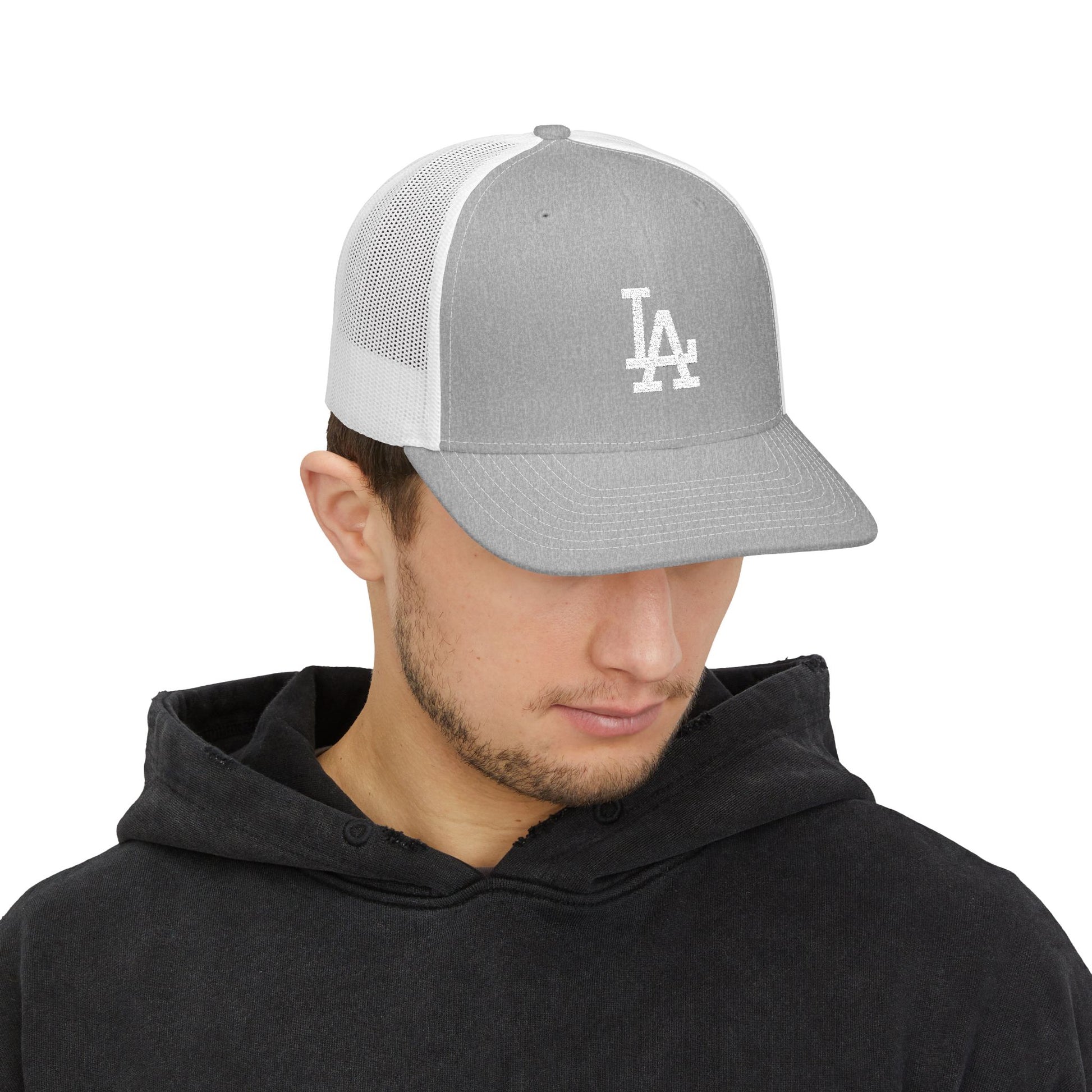 Embroidered LA Logo Snapback Trucker Cap Hats Printify